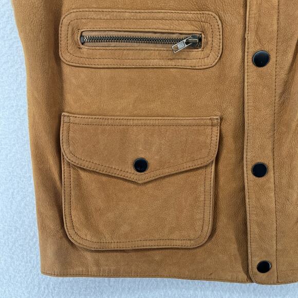 ORVIS Vest Mens S Leather Cargo Hunting Safari Utility Shooting Lined Brown - Picture 10 of 14